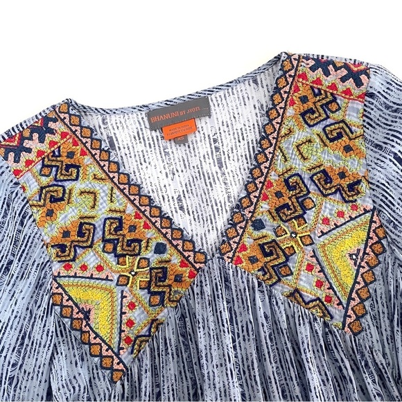 ⭐️Host Pick Anthropologie Bhanuni by Jyoti Celeste Blue Linne Embroidered Dress - Picture 7 of 12